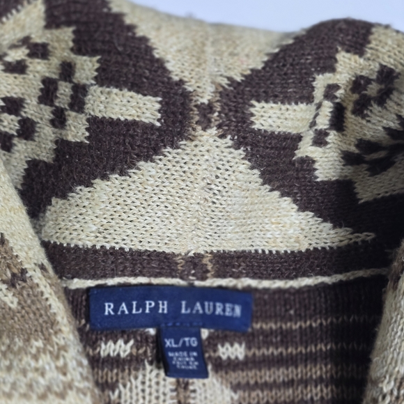 Ralph Lauren Brown and Cream Knit Cardigan - Picture 7 of 10